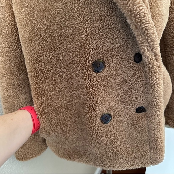 Banana Republic Faux Fur Teddy Double Breasted CAMEL Coat Jacket Size S - Picture 6 of 15